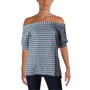 LRL linen blend off shoulder top